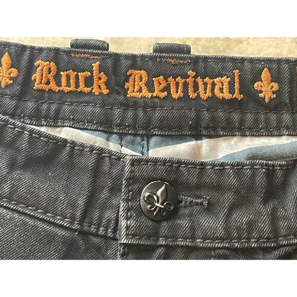 Y2K Rock Revival Embroidered Black “Steven” Straight Men’s Shorts Size 44 - Picture 6 of 8